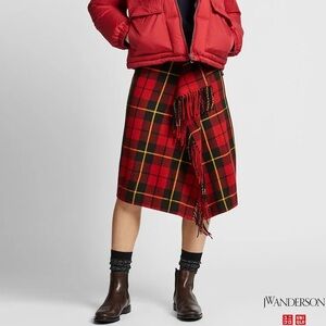 JW Anderson x Uniqlo Asymmetrical Red Plaid Skirt